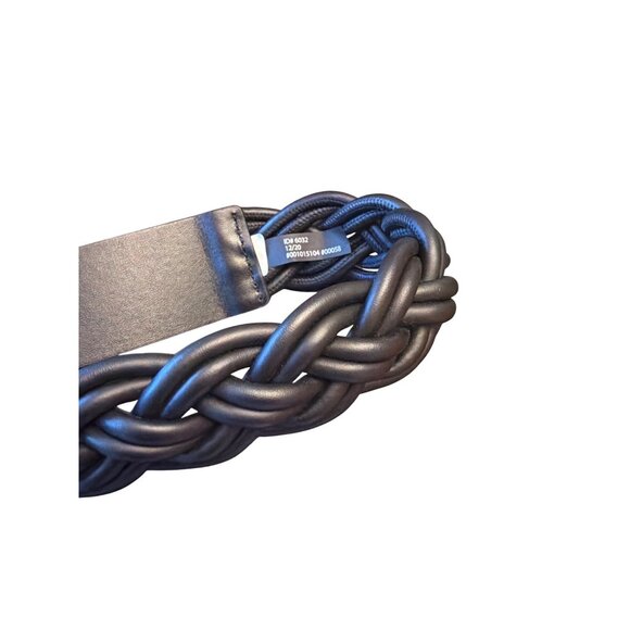 Braided Black Faux Leather Belt With Adjustable Holes & Gold Studs - Picture 3 of 5